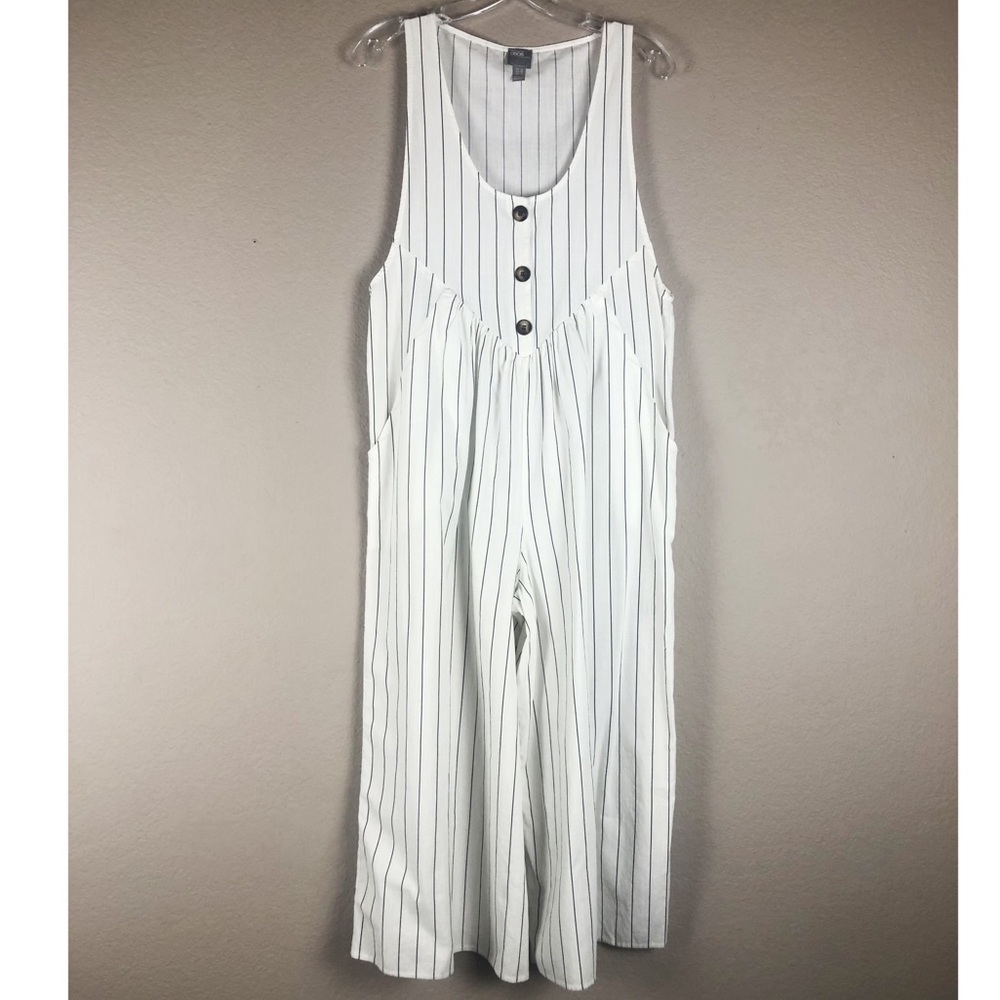 ASOS White Pinstriped Sleeveless Jumpsuit 10